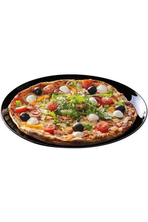 Gehärtete Pizza Friends Time Schwarz 32 cm. 6 Pizzateller. Carine Pizza-Set, 6 Stück - 1