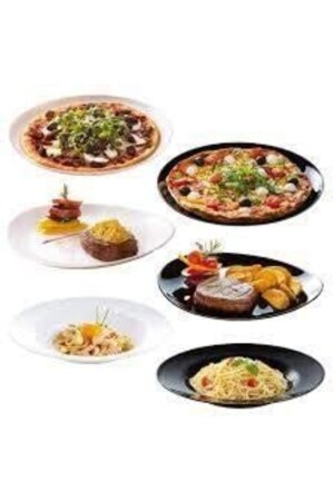 Gehärtete Pizza Friends Time Schwarz 32 cm. 6 Pizzateller. Carine Pizza-Set, 6 Stück - 9