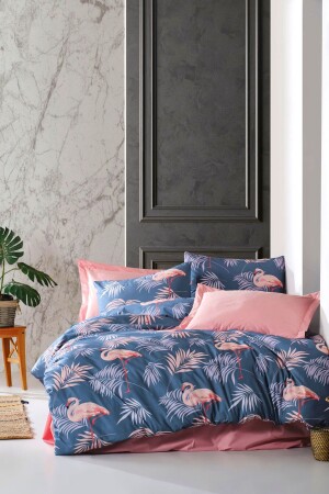 Genç Flamingo Gül Kurusu 4 Parça Lastikli Çarşaflı Tek Kişilik (100X200 CM) Nevresim Takımı - 3