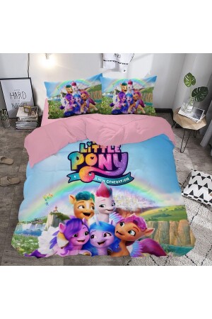 Geschenk-Bettbezug Pony 3D-bedrucktes Doppelbett-Bettbezug-Set ohne Laken 102PONY - 3