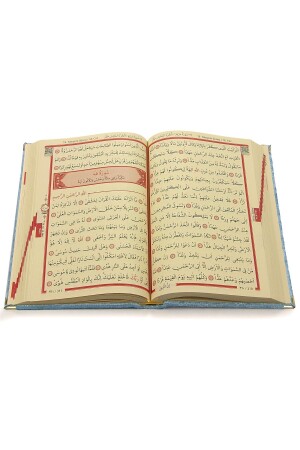 Geschenk-Set aus Koran-Gebetsteppich und Rosenkranz aus Samt in Blau - 9