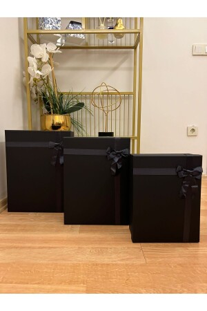 Geschenkbox für Braut und Bräutigam, Bündel-Set, dekorative Box, 3-teilige Gürtelbox mit schwarzem Band, Geschenkbox, Groombridejewelrybox - 3