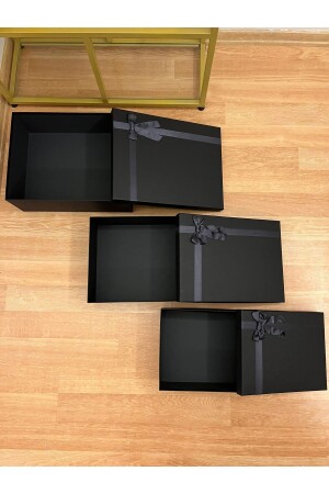 Geschenkbox für Braut und Bräutigam, Bündel-Set, dekorative Box, 3-teilige Gürtelbox mit schwarzem Band, Geschenkbox, Groombridejewelrybox - 4