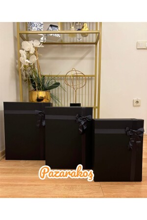 Geschenkbox für Bräutigam, Braut, Versprechenspaket, Geburtstag, schwarz, 3er-Set, Gürtelbox mit Schleife ist unser Geschenk - 3