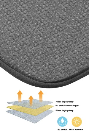 Geschirr-Abtropfmatte, graue Farbe, Nanofaser-Geschirrmatte, besonders saugfähig - 5