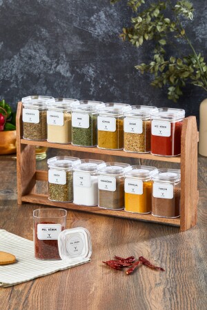 Gewürzglas mit 12 Gläsern 200 ml, Gewürzglas-Set mit Holzständer, 24 Stück Gewürzetiketten TİLAMEAN 12 Glas - 3