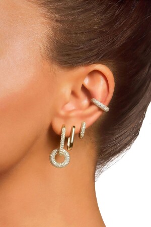 Gimma Ear Cuff 1 mikron 18 Ayar Altın Kaplama (925 Ayar Gümüş Üzerine)- Zirkonyum - 5