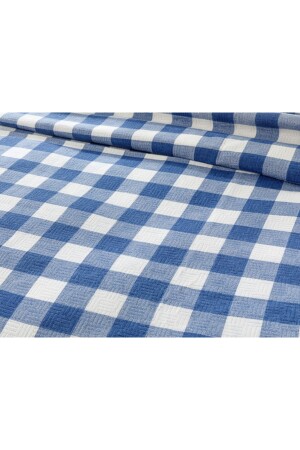 Gingham-bedruckter Doppelhecht 200 x 220 cm Marineblau TYC00139843313 - 5