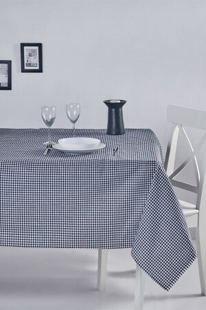 Gingham-Tischdecke Schwarz 170x170 cm - 2