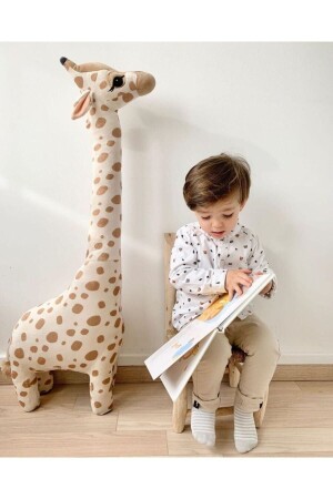 Giraffe Giraffe Dekokissen Schlaf- und Spielgefährte Plüschtiere 1 Meter 100 cm x 34 cm Beige Giraffe - 3