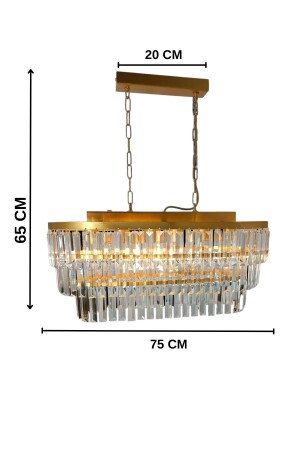 Gizem Gold 73 x 30 cm Esstisch aus Kristallstein, luxuriöser Kronleuchter – Schlafzimmer – Wohnzimmer – Küche – Flur - 6