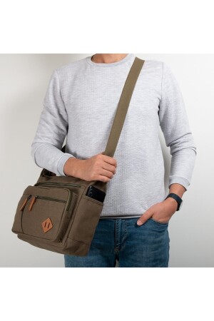 Gk13 Canvas Postman Flache Umhängetasche Khaki 20UBYH0019 - 8