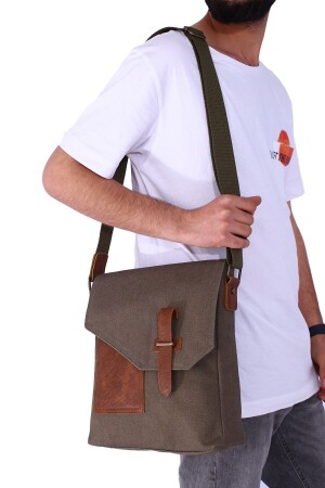 GK62 CANVAS-BRIEFTASCHE MIT MEHREREN FÄCHERN, UNIVERSITÄTS-TAGETASCHE, MACBOOK-TABLETTTASCHE, KHAKI - 9