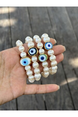 Glas-Evil-Eye-Perlenarmband mit echten Perlen - 3