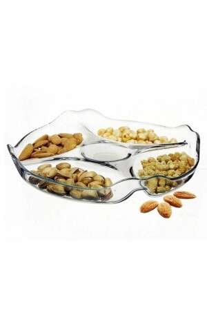 Glas-Servierplatte mit 5 Fächern für Snacks und Frühstück, 25 cm, 10467 cs352 - 3