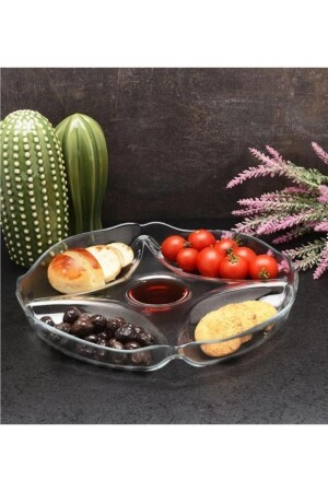 Glas-Servierplatte mit 5 Fächern für Snacks und Frühstück, 30 cm, 10473 cs351 - 1