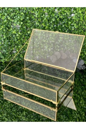 Glasbox, goldene Schokoladenbox, Organizer, Make-up-Box - 1