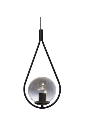 Globe Single Black Pendelleuchte Kronleuchter – Schwarzes Rauchglas Moderne Pendelleuchte Schlafzimmer Küche Wohnzimmer GB1 - 6