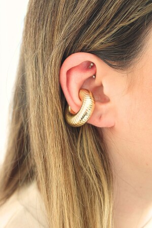 GOLD KARTILE OHRRINGE EARCUFF GEMUSTERT 3 CM - 2