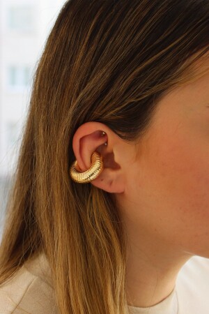 GOLD KARTILE OHRRINGE EARCUFF GEMUSTERT 3 CM - 4