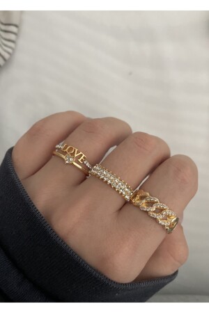 Gold Love&chain 3-teiliges Ringset - 4