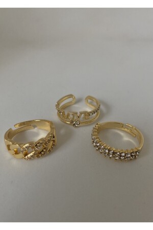 Gold Love&chain 3-teiliges Ringset - 5