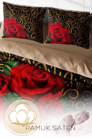 Gold & Roses 3d Çift Kişilik Nevresim Takımı monohome9451 - 6