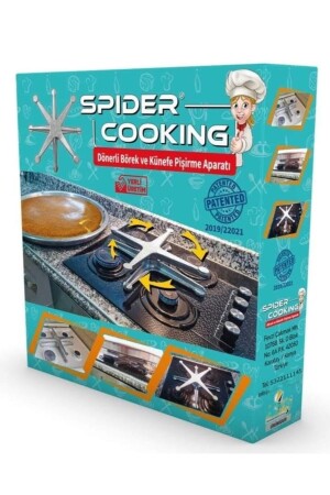 Gold Seri Spider Cooking Full Döküm Alüminyum Dönerli Börek Pişirici Ocaküstü Künefe Pişirme Aparatı abn2703232229 - 5