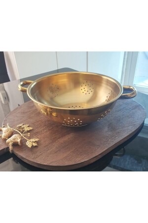 GOLD SÜZGEÇ-PASLANMAZ ÇELİK MAKARNA SÜZGECİ METAL KULPLU AYAKLI DERİN SÜZGEÇ 26 CM - 4