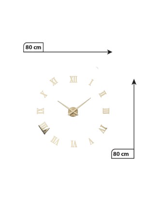 Goldene Plexiglas-Wanduhr mit römischen Ziffern und Bauch aus Holz, Wanddekoration, NT0B10886 - 4