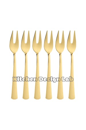 Goldene Zitronen- und Fonduegabel, goldenes 6-teiliges Boxgabel-Set, goldenes 6-teiliges Zitronen-Fonduegabel-Set - 3