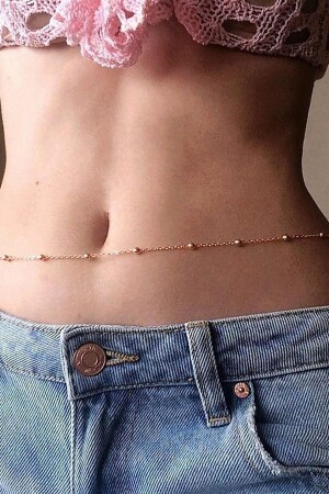 Goldfarbene Damen-Kette für den Bauch, kleine, große Taillenkette, Körperschmuck - 2