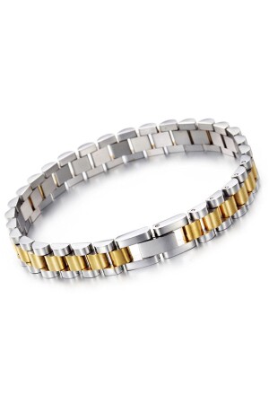 Goldgraues 316-L-Stahl-Glänzendes und mattes Herrenarmband Ed02bysr - 2