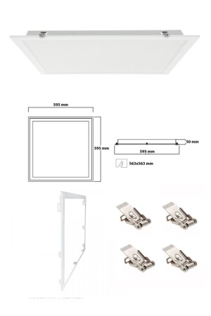 Gömme Led Armatur, Alçıpen Tavan 60x60 Led Panel, Sıva Üstü 54watt Led Panel, Beyaz Işık 6500k-beyaz Led-3000 - 5