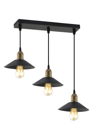 Gönen 3-teilige schwarze Reihe moderne Retro-Pendelleuchte Küche Retro-Wohnzimmer-Kronleuchter 3292-03-BL - 4