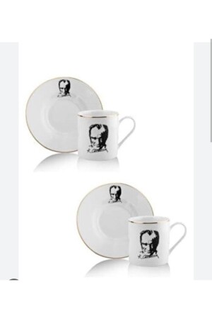 Gönül 3231 Atatürk bedrucktes Kaffeeset für 2 Personen P20978S8646 - 4