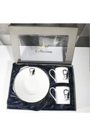 Gönül 3231 Atatürk bedrucktes Kaffeeset für 2 Personen P20978S8646 - 5