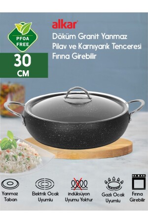 Granit Döküm Pilav Tenceresi Fırına Girebilir Metal Saplı Pilav Tenceresi 26-28-30 Cm Seçiniz GRANİTPİLAVTENCERESİ - 1