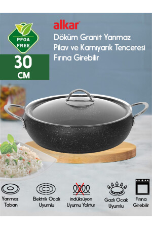 Granit Döküm Pilav Tenceresi Fırına Girebilir Metal Saplı Pilav Tenceresi 26-28-30 Cm Seçiniz GRANİTPİLAVTENCERESİ - 3