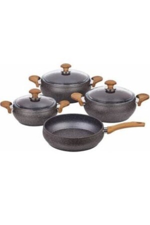 Granit Güveç Set Gri Ahşap Kulp ahşap güveç - 3