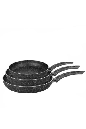 Granit-Pfannen-Set, 3 Größen, 18–22–26 cm, feuerfeste Antihaftbeschichtung, Granit-Sonderserie - 1