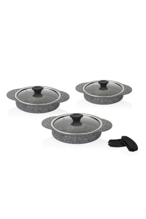 Granit Plus 6 Parça Gri Silikon Kulplu Sahan Set 3182 PRA-1323951-2509 - 4