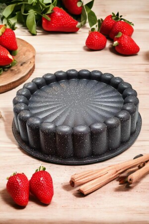 Granitguss 26 cm Tortenform Schwarz geschnittene Kuchenform Kuchenform SİYAHTART - 1