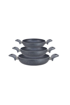 Granitta 18-20-22cm Çift Kulp Gri Granit 3 Lü Omlet-sahan Tava Seti 182022CKG - 4