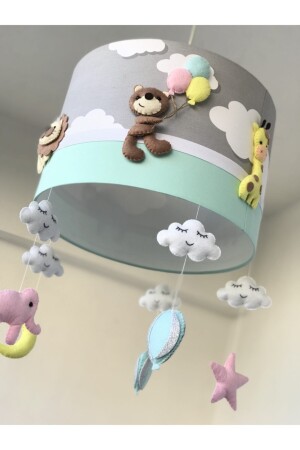 Grau wolkig mintgrün gemischte Tierfigur Baby Mädchen Kinderzimmer Kronleuchter TIER1 - 7