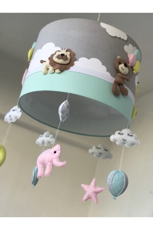 Grau wolkig mintgrün gemischte Tierfigur Baby Mädchen Kinderzimmer Kronleuchter TIER1 - 8