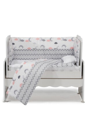 Graues Babyschlafset mit Zickzackmuster 7-teilig 50x100 Weiß - Grau AKH-SLEEPSET - 4