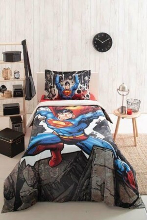 Graues Superman Stone-Einzellizenz-Bettbezug-Set LNT741258963300 - 2