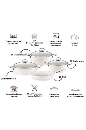 Gravita Kochgeschirr-Set aus Gusseisen, 4-teilig, 7-teilig, Weiß, 2019ST000441 - 2