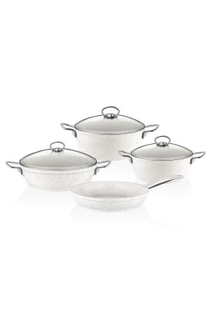 Gravita Kochgeschirr-Set aus Gusseisen, 4-teilig, 7-teilig, Weiß, 2019ST000441 - 6